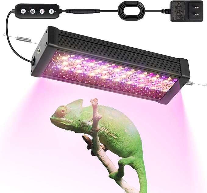 UVB Light for Bearded Dragon,LED UVB Light for Reptiles,Dimmable Brightness 18W 10Inch Reptile UVB Heat Lamp for Chameleon,Turtles,Lizard,Tortoise,Gecko,Snake, Adjustable 6/10/12-Hour Cycles
