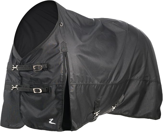 HORZE Nevada Heavy Weight 1200D Waterproof Horse Winter Turnout Blanket (400g Fill) - Black - 75 in