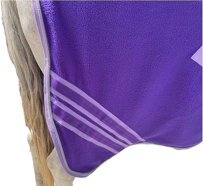 Majestic Ally Anti Pill Fleece Horse Blanket/Sheet with Silver Braided Rope (Purple, 74)