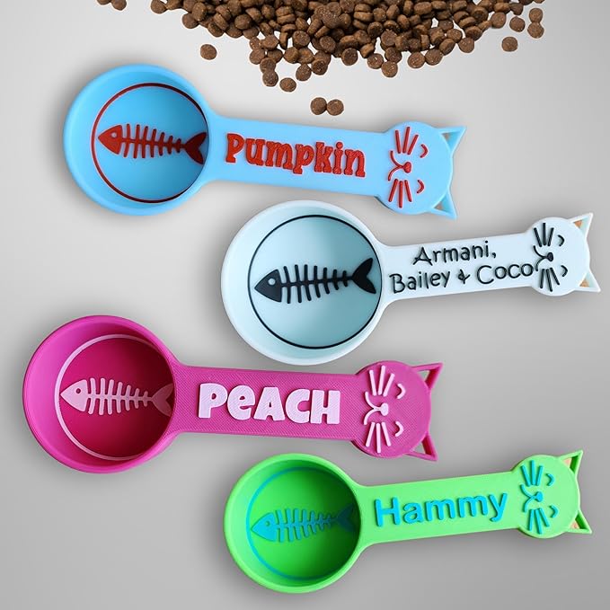 Personalized Cat Food Scoop, Cat Food Measuring Cup with Name, Kibble Scoop (6 oz - 3/4 cup)