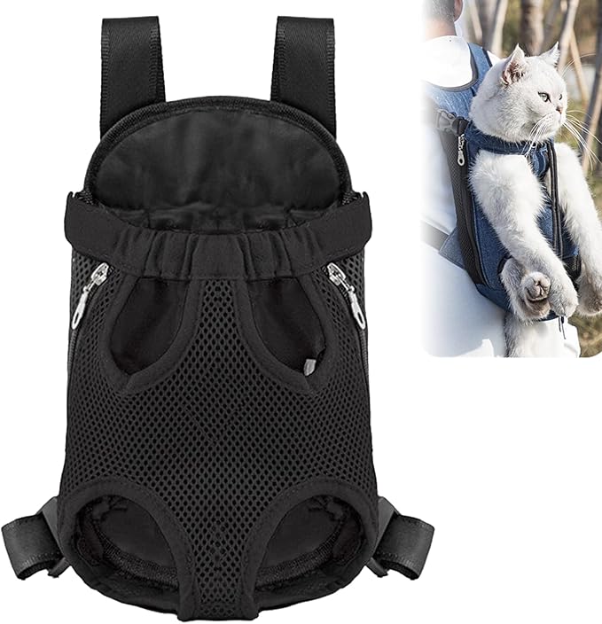 Portable Pet Carrier Backpack, Adjustable Pet Front Cat Dog Carrier Backpack Travel Bag for Small Medium Dogs Cats Puppies, Cat Backpack Carrier for Hiking Cycling (B, XL)