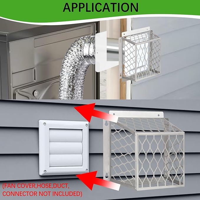 Dryer Exhaust Guard Vent Cover,Dryer Vent Bird Guard for Most 3" to 4" Fan Cover, 7"Lx7"Wx5"H Stainless Steel Ventilation Bird Cage for Bathroom Exhaust Ventilation Fan