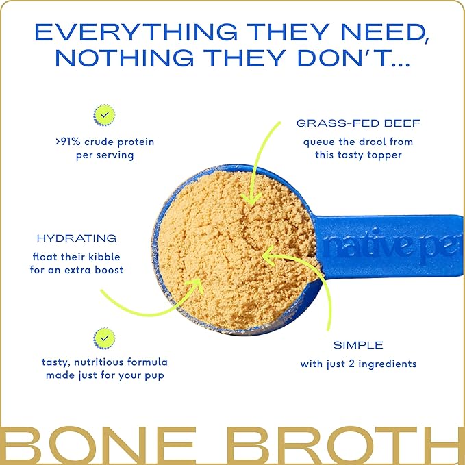 Native Pet Bone Broth Big Pack Bundle - Chicken (23 Oz.) & Beef (19 oz.) Flavored Dog Food Topper for Picky Eater - Dog Gravy & Bone Broth Powder