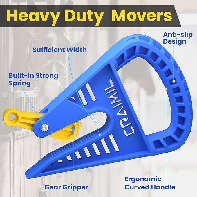 Pair of Mat Movers, Horse Stall Mat Grippers with Auto Rebound Locks, Heavy Duty Mat Handling Tool for Gym, Stable & Farm, 300LBS Capacity, Ergonomic & Reduces Back Strain, Time and Labor Saving
