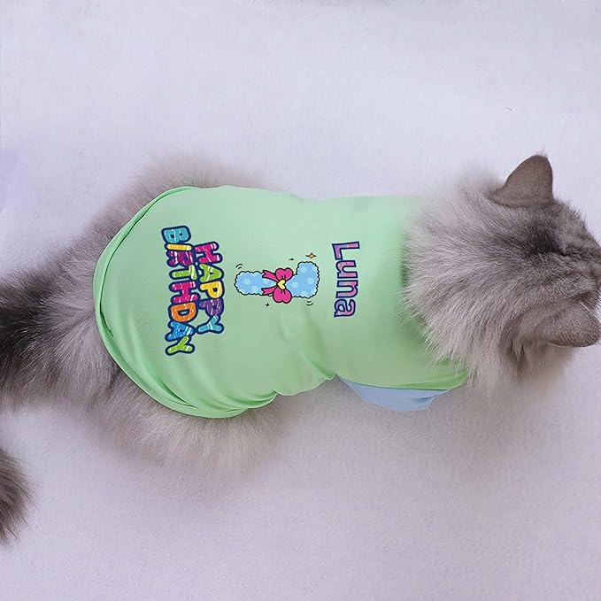 Custom Dog Birthday Shirt,Personalized Pet Apparel Print with Name Age Number,Pet Birthday Outfit,Lightweight Breathable Cotton Vest for Small Medium Large Dogs Cat (Dopamine Yellow, X-Large)