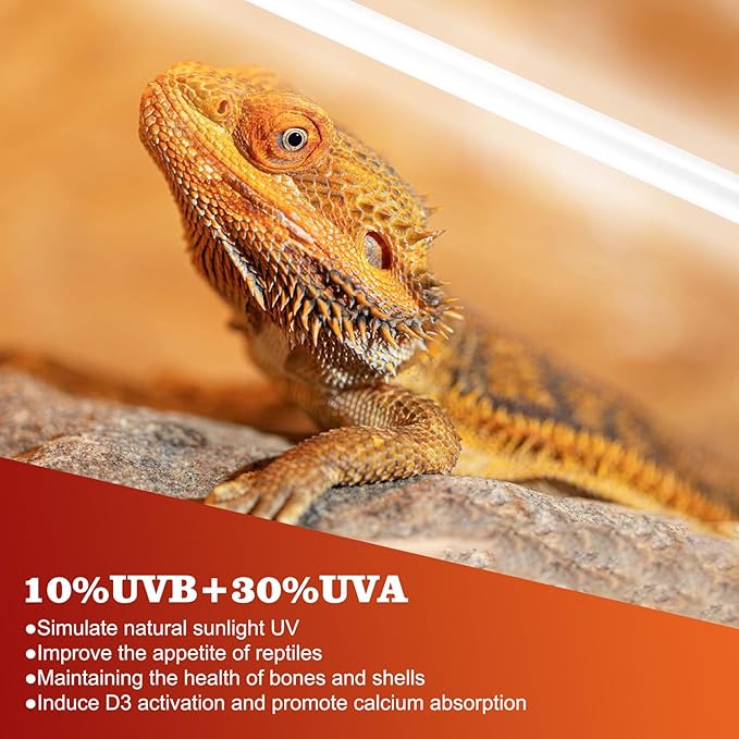DXOPHIEX 10.0 T5 UVB Reptile Light 2 Pack 24W Reptile Bulb,UVA UVB Light Bulb for Bearded Dragon,Chameleon,Tortoises, Lizards and Turtles