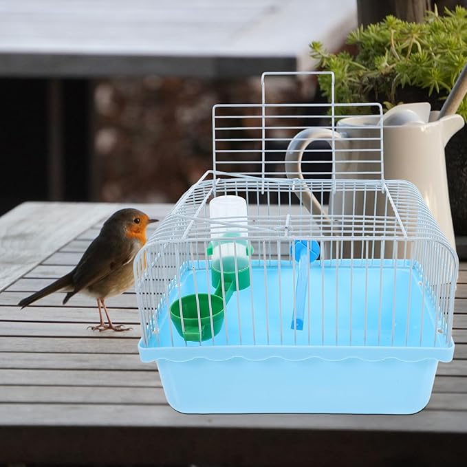 Kisangel Portable Bird Cage Food Box Water Bottle Spacious Travel Carrier for Parakeets Lovebirds Pets Easy to Transport for Outdoor Adventures