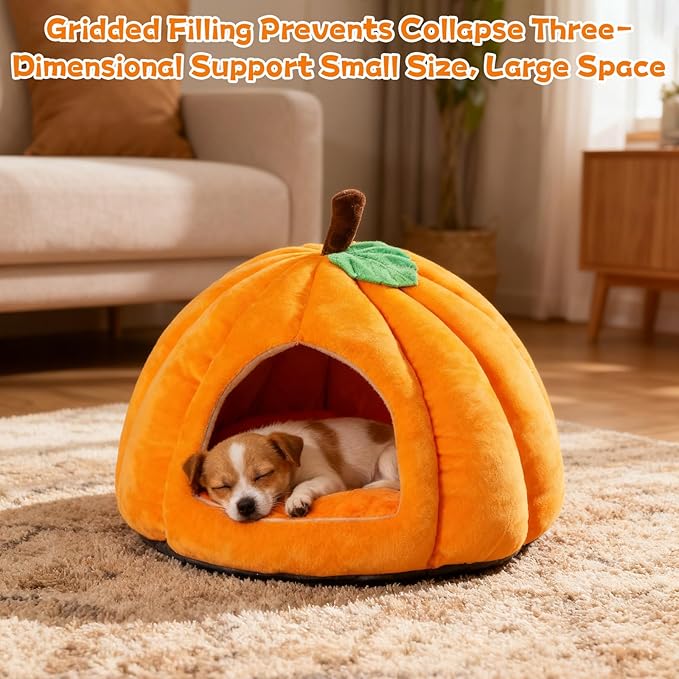 Pumpkin Cat Bed, Cute Pumpkin Shape Cat Cave