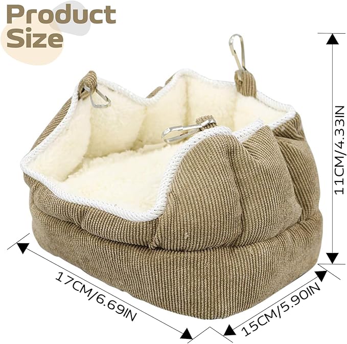 QBLEEV Bird Nest House Winter Warm Bed for Cage Hanging Hammock Soft Plush Snuggle Hut Tent, Parrot Cage Accessories Hideaway Sleeping Bed for Budgie Parakeet Cockatiel Conure Lovebird