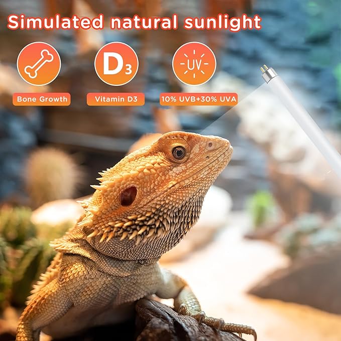 T8 UVB Reptile Light 18W 10.0-2 Pack,UVA UVB Light Bulb for Reptiles,Reptile UVB Lamp Tube for Bearded Dragon
