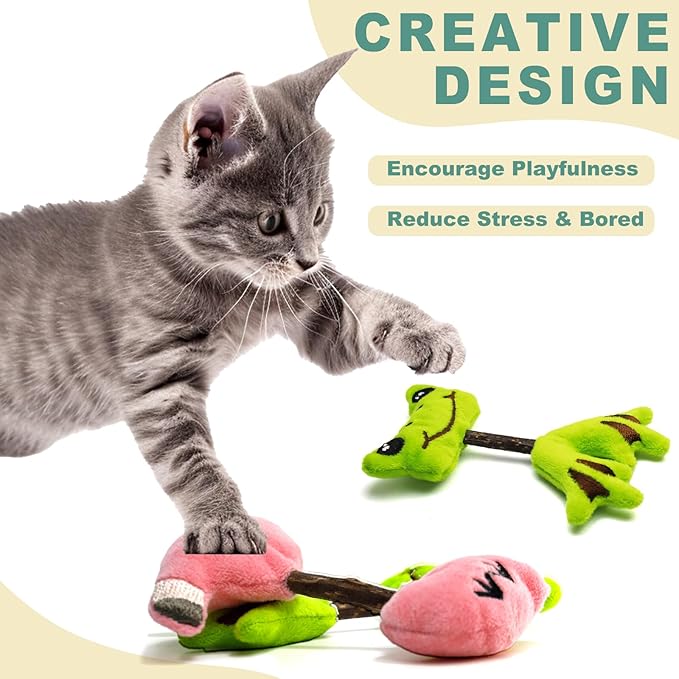 Interactive Cat Toys Set, Silvervine Chew Sticks and Cat Crinkle Balls, Indoor Cat Toys for Exercise and Dental Care, for All Cat Breeds (7 Pack)