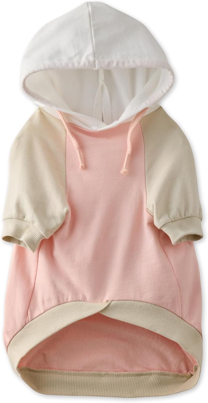 Rocky – The Orginal Lightweight Hooded TEE 100% Organic Cotton Dog Hoodie Pet Coat Sweater for Small, Medium, Large Dogs, Pink Color Block, X-Large