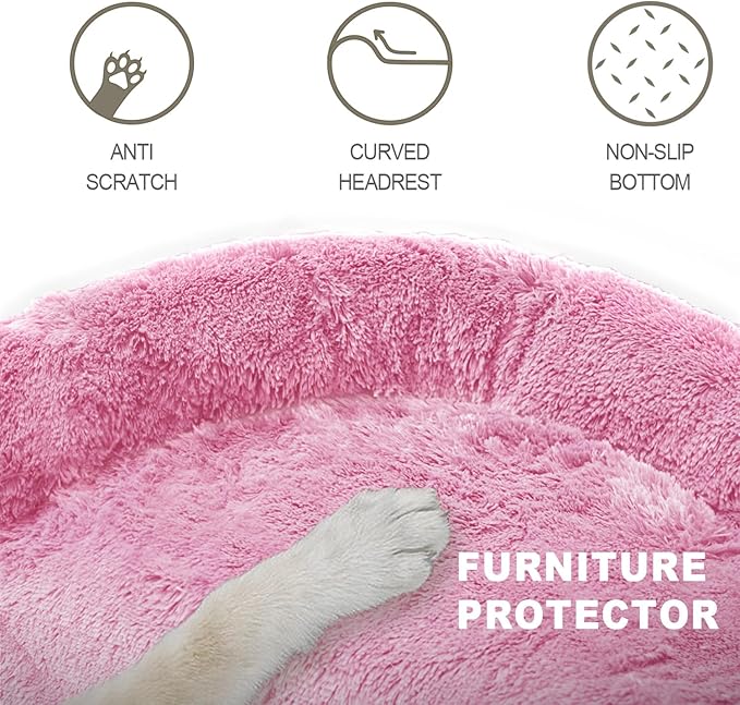 Tinaco Luxurious Calming Dogs/Cats Bed Mats, Dog Pad Washable Removable Couch Cover, Plush Long Fur Mat for Pets, Waterproof Lining, Perfect for Small, Medium and Large Dogs and Cats (Pink, 36"x31")