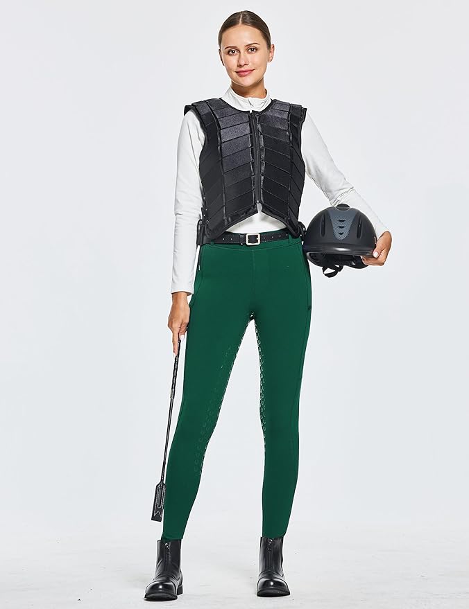 FitsT4 Sports Women's Winter Horse Riding Pants with Zipper Pockets Full Seat Riding Tights Fleece Lined Equestrian Breeches