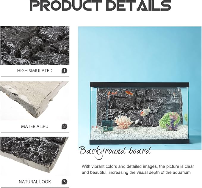 Rock Terrarium Background 3D Reptile Habitat Backgrounds, Decorative Backdrop for Tanks Bearded Dragons Lizard Gecko Spider Chameleon Turtle Fish