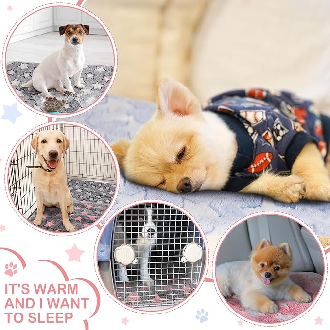 Reginary 4 Pcs Waterproof Guinea Pig Blankets Washable Small Animal Fleece Bedding Absorbent Guinea Pig Cage Liners Reusable Pet Pee Pad Sleep Mat for Hamster Ferret(Cute Star Pattern,35 x 24 Inch)