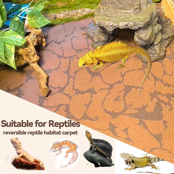 BNOSDM 2 PCS Reptile Carpet Mat Terrarium Liner Bedding Reptile Cage Mat Supplies for Tortoise Lizard Leopard Gecko Snake Chameleon 39.4" x 19.7"