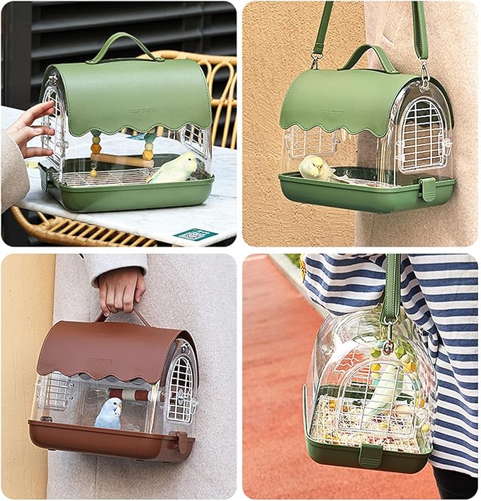 Standing Flight Parakeets Cage Set Large Bird Carriers Panoramic View Bird Cage for Outdoor Use