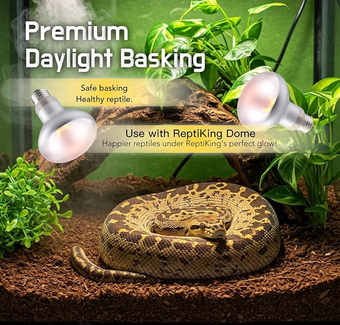 Reptile Heat Lamp, 100W 2-Pack Incandescent Basking Spotlight Bulbs for Reptiles Terrarium Tanks, Reptile Heat Bulb for Infrared Light, Bearded Dragon Heat Bulbs (100W)