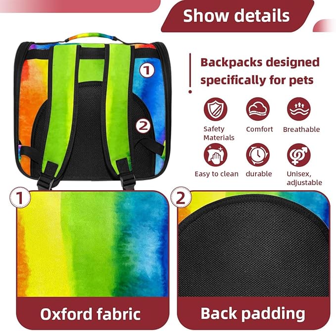 Rainbow Pet Travel Carrier Soft Sided Portable Bag for Cats, Small Dogs, Kittens or Puppies