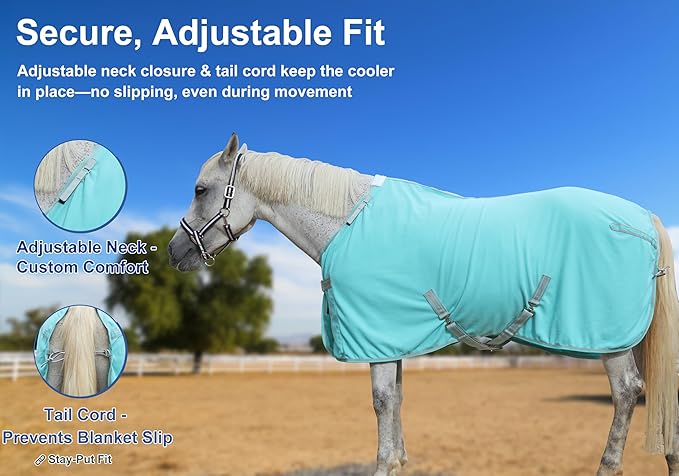 Horse Fleece Cooler, Blanket Liner - 300g Anti-Pilling Fleece, Moisture-Wicking, Cooling & Drying for Post-Workout, Bath & Travel, Prevent Overheating & Chilling Mintgreen 81
