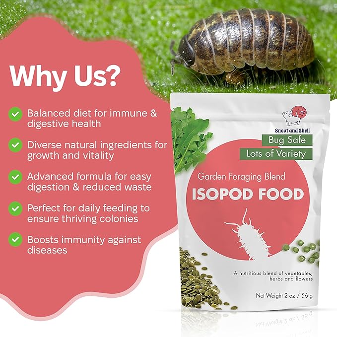 Snout and Shell Isopod Food A Bountiful Selection Crafted to Enrich Your Pet's Habitat and Diet (Garden Foraging Blend)