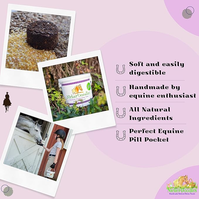 Horse Treats - 5 lb Pail - Effortlessly Give Medications with Our Soft Baked Treats - Training Treats are The Perfect Motivator - No Additives or Preservatives Handles May Vary