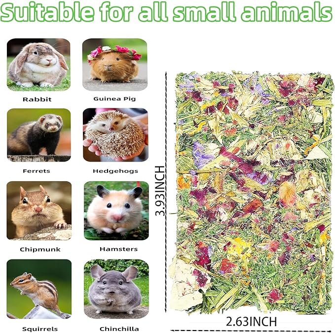 Rabbit Treat Bunny Food 20pcs Rabbits Chew Toy Bunny Crispy Snack for Clean Teeth Hamster Timothy Hay Chips Herbal Flowers Grinding Guinea Pig Dental Care Squirrel Gerbil Chinchilla Chipmunk