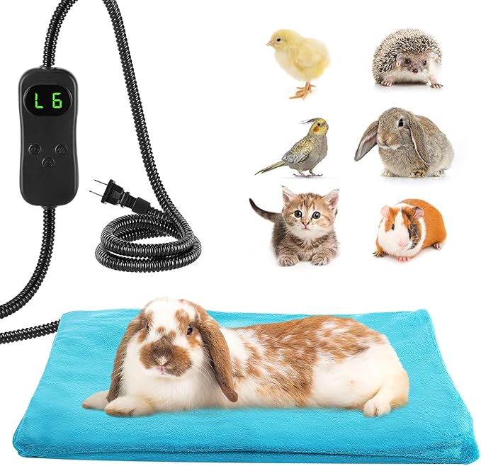 ANPHSIN Pet Heating Pad for Small Animal - Fire Retardant Heated Pad with Overload Protection Anti Chew Cord for Puppy Kittens Chicks Rabbits Ferrets Hedgehogs Outdoor Indoor 15.7 x 12 Inches