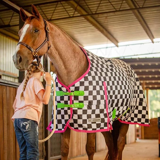 Jeffers Expression 1200 Denier Standard Neck Turnout Sheet, Skater Cowgirl, 87"- Waterproof, Breathable Horse Sheet with 0g Polyfill, No Insulation - Ideal Protection for Wind & Rain, Light Weight