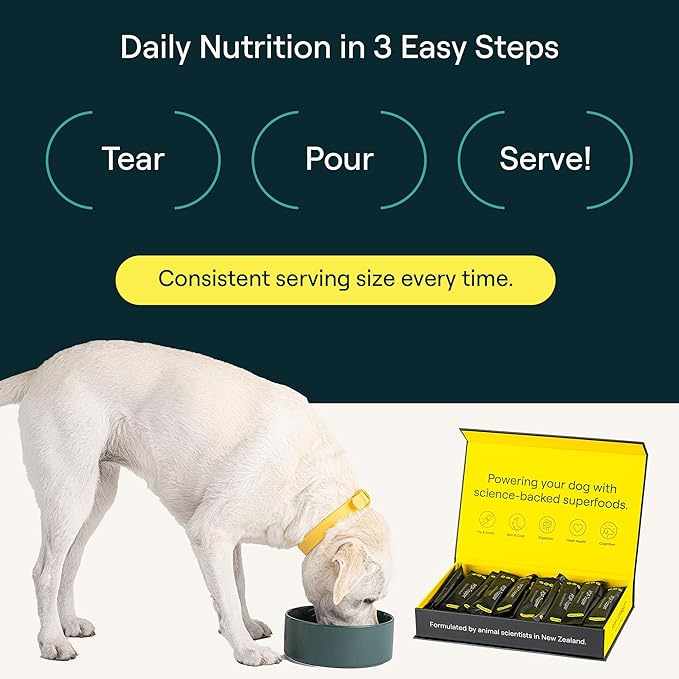 Dog Food Supplement – Multivitamin Powder for Dogs - Bone Broth Base with 6 Human-Grade Superfoods - Supports Joints, Gut, Skin & Coat - Ideal for Picky Eaters, 35+ lbs - 30 Packets