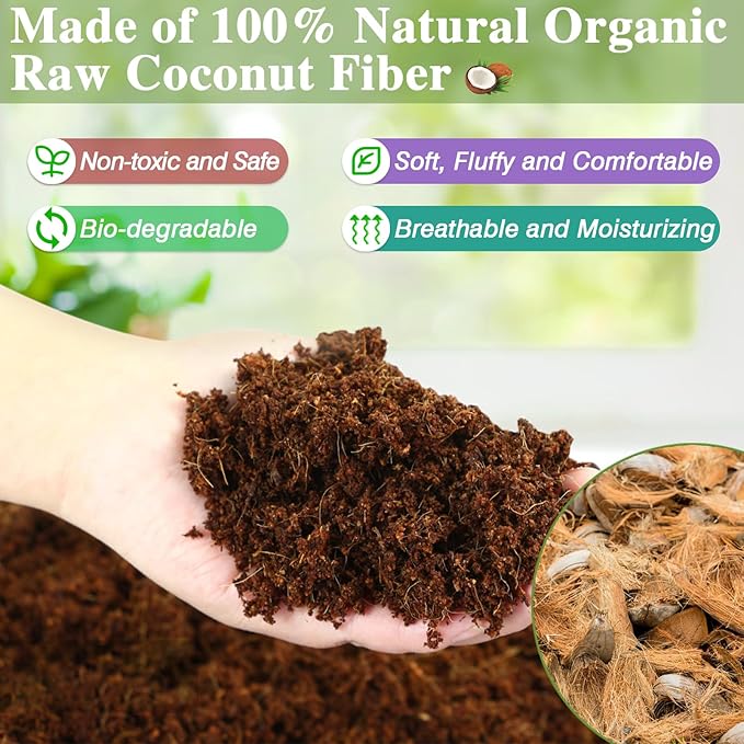 ZeeDix 1 Pack Coconut Fiber Substrate, 100% Organic Coconut Husk Coco Coir Brick Terrarium Bedding for Reptiles, Tortoise, Bearded Dragon, Leopard Gecko, Snake, Hermit Crabs, Frogs, Tarantula(10LB)