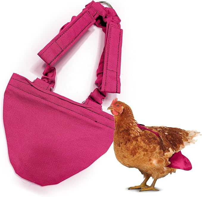 Hen Holster Bikini Diaper, Bird Diaper & Harness for Hens, Roosters, Ducks, Geese - with Removable Vinyl Liner, Adjustable Fit for Outdoor Adventures & Indoor Use - Easy to wear - S/M, Pink