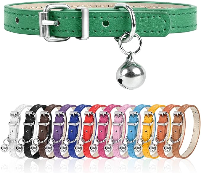 S Dog Collar for Small Dogs Adjustable Dog Collars Cat Collar for Small Medium Large Dogs 3/8 inch Width (Green, S)