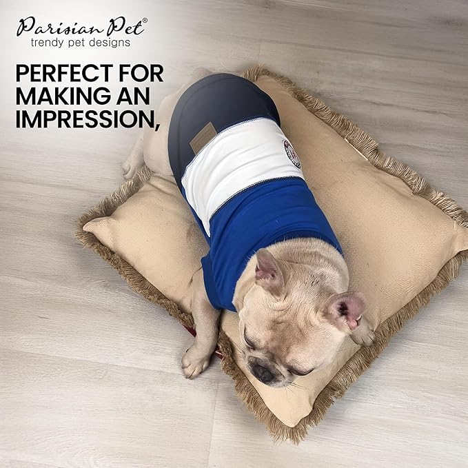 Parisian Pet Embroidered 'Worlds Champion' Dog Shirt - Lightweight Sleeveless Color Block Tee - Machine Washable, Medium Dogs