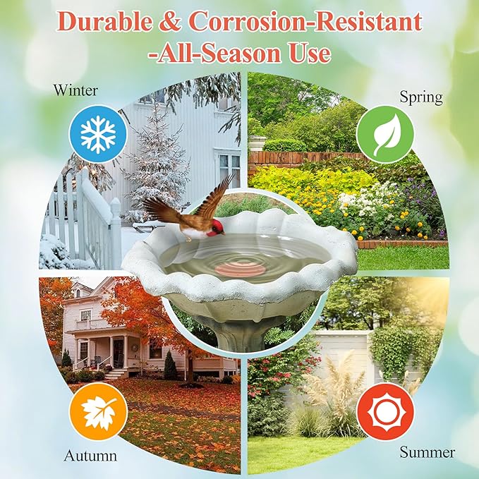 2pcs Bird Bath Copper Disk, Premium 99.99% Pure Copper, Less Cleaning Frequency, 0.6mm Pure Copper Cleaning Disk, Bird Bath Accessories, Physical Safe Water Purify Outdoor Bird Bowls
