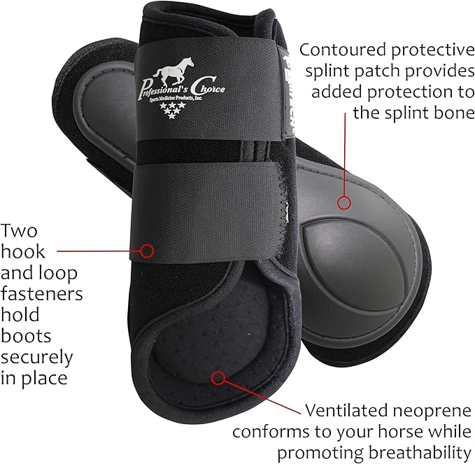 Professional's Choice Equine Ventech Splint Boot | Hook & Loop Closure | Sold in Pairs | Black