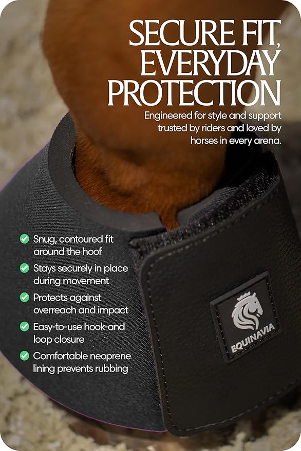 Equinavia Toki Bell Boots for Horses | Neoprene Overreach Boots - Black - XXL