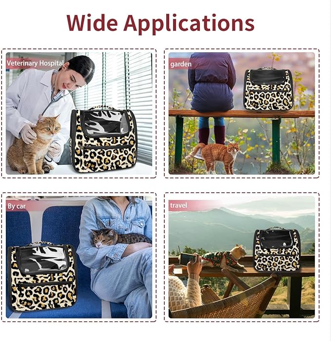 Modern Classic Leopard Print (1) Cat Backpack Carrier, Large Pet Backpack for Medium Small Dog Cat Puppy Kitty Bunny