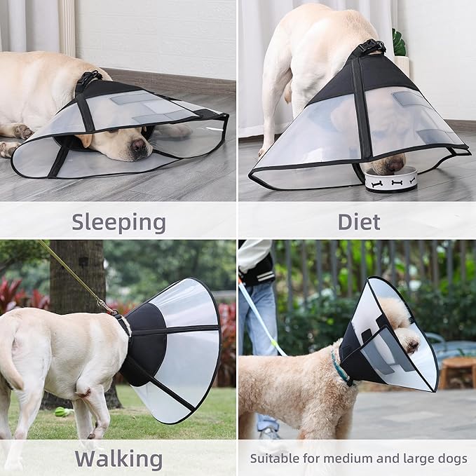 Soft Dog Cone Suitable for Postoperative Use in Dogs, Adjustable and Comfortable Elizabeth Collar, Used for Wound Care, Sterilization, Suitable for Medium to Large Dogs (L)