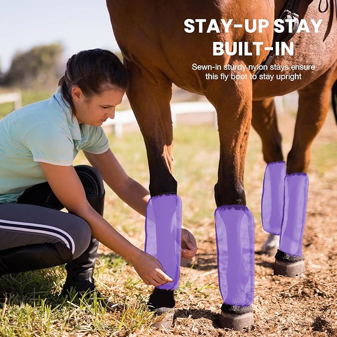 Mesh Fly Boots Horse Fly Boots Mesh Fly Wraps Leg Guard for Horse Set of 4