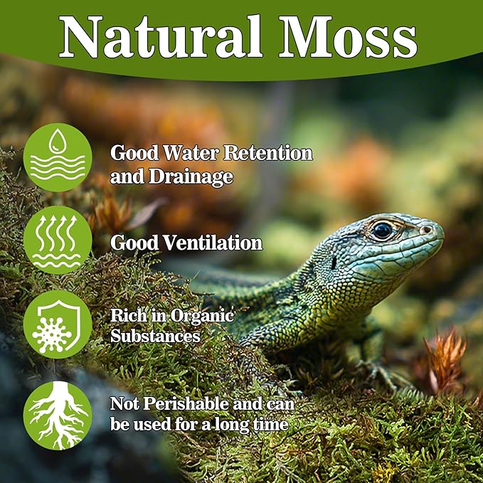 Sphagnum Moss for Reptiles - 5.5 OZ Reptile Peat Moss Terrarium Bedding Reptiles Lizard Substrate for Reptile Tank, Snake, Leopard Gecko, Ball Python, Crested Gecko, Turtle, Frog, Hamster