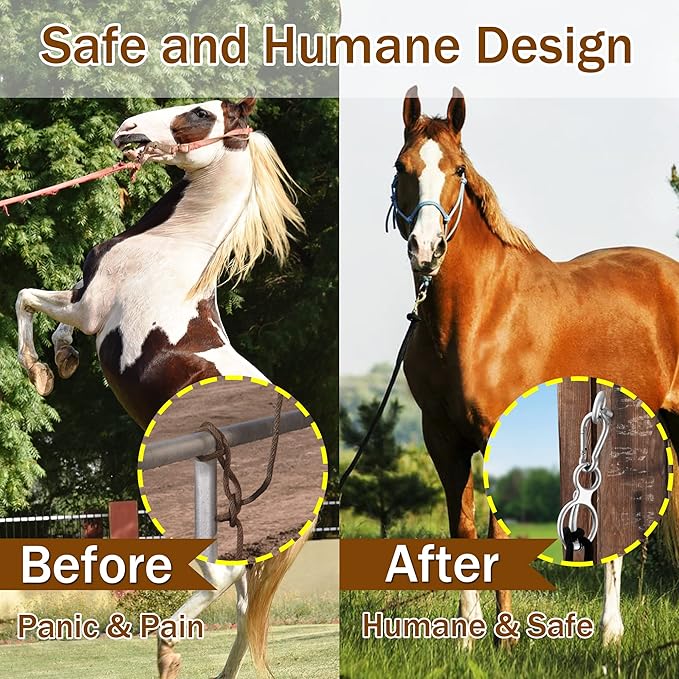 5PCS Horse Tie Ring, Safe Tie Horse Supplies, Humane Way Tie Ring, Magnetic Ring for Tying and Retracting, Helps Horse Pull Back and Releases Stress from The Horse