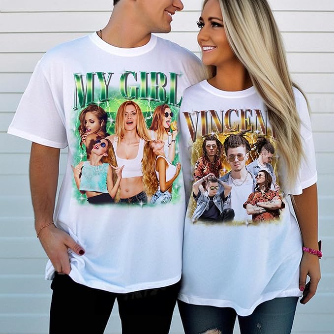 Custom Bootleg Rapper Graphic Tees Shirt – Retro 90s Vintage Style, Personalized Gift for Girlfriend, Birthday, Valentine