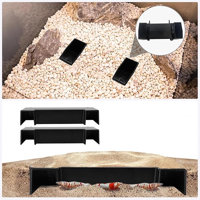 Shrimp Cave Aquarium Tunnel, Aquarium Decor Habitat Decoration, Black Plastic, Modern, Corydora Catfish, Kuhli Loach, Clown Cory Shrimp, Fish, 0.5"D x 2.5"W x 1.5"H