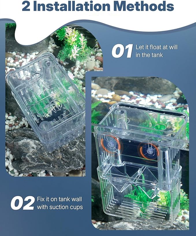 Pawfly Aquarium Breeding Box - Transparent Plastic Breeder Box for Fish Tank, Fry Hatchery Incubator for Baby Fish, Shrimp, Betta, Clownfish, Guppy, Large
