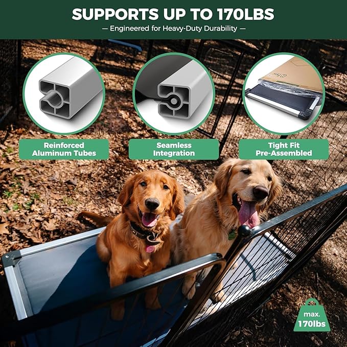 FXW TitanNest Chew-Proof Elevated Dog Bed, Raised Cot for Indoor/Outdoor/Camping Use, Durable & Washable Padded Pet Bed for Small Dogs, 35.0" L x 22.0" W x 4.5" H, Gray