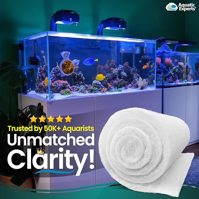 Aquatic Experts Aquarium Filter Floss for Fish Tank Filters - FilterFirst Aquarium Filter Pad - Media Roll for Crystal Clear Water, 3/4" - 1" Thick (18 Inch Wide, 72 Inch Long)