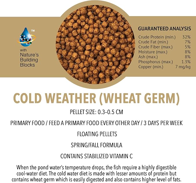 MICROBE-LIFT MLLWGBAG Cold Weather Floating Fish Food Pellets with Wheat Germ for Ponds, Water Gardens, and Fountains, for Live Goldfish and Koi, 40 Pounds