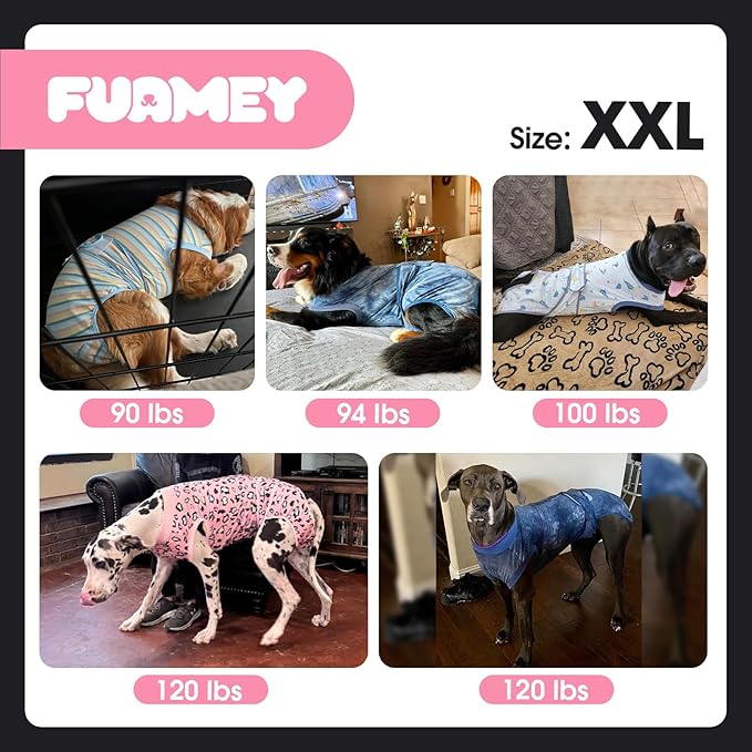 FUAMEY Dog Recovery Suit Male,Dogs Surgery Neuter Suits Puppy Spay Shirts for Female Protect Dog's Skin Anti Licking Abdominal Wounds Doggie Onesie Pet Bodysuit Alternative to Cone Polka Dot XXL